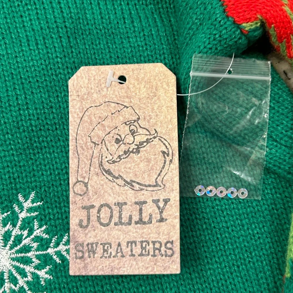 Jolly Sweaters Green T-Rex Dinosaur Christmas‎ Sweater NWT 2XL